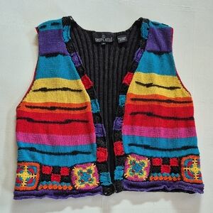 Carole Little Bright Knit/ Crocheted Vest